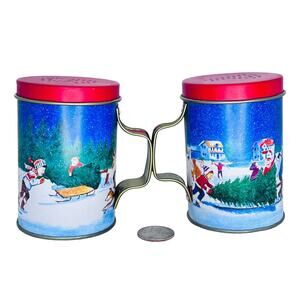 Christmas Tin Salt & Pepper Shakers - Made in China, Hard to Find Vintage